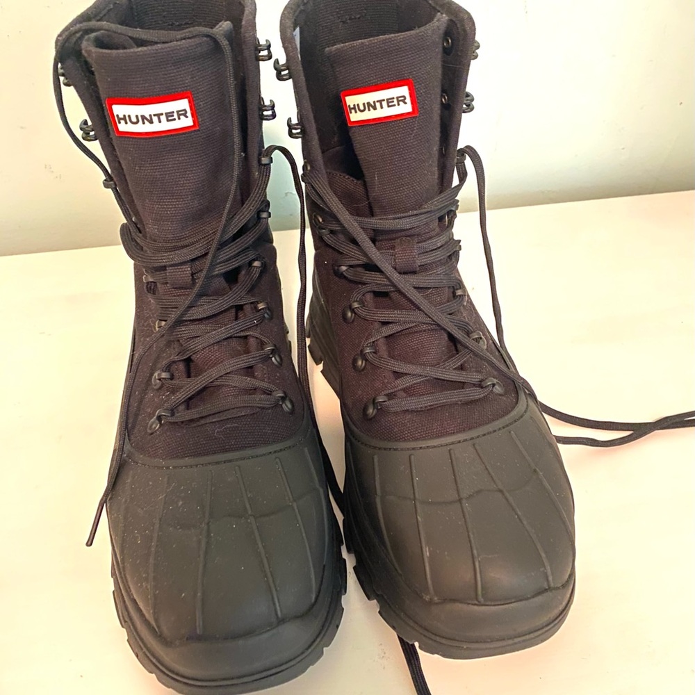 Hunter Men's Black Lace-Up Rain Boots